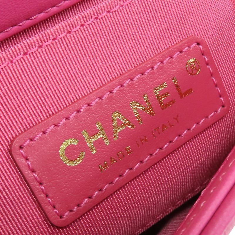 粉色 菱格紋羊皮 Twist Enamel Chain CC Flap 肩背包【CHANEL 香奈兒】-5