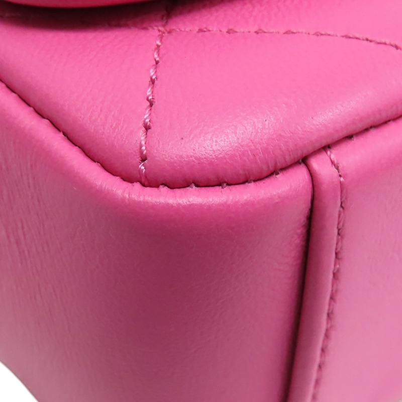 粉色 菱格紋羊皮 Twist Enamel Chain CC Flap 肩背包【CHANEL 香奈兒】-12