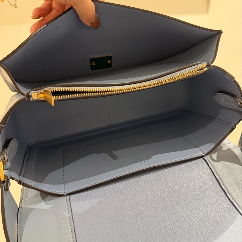 Celine frame 霧霾藍 拼灰色 豆腐包 肩背包 斜背包 側背包-28