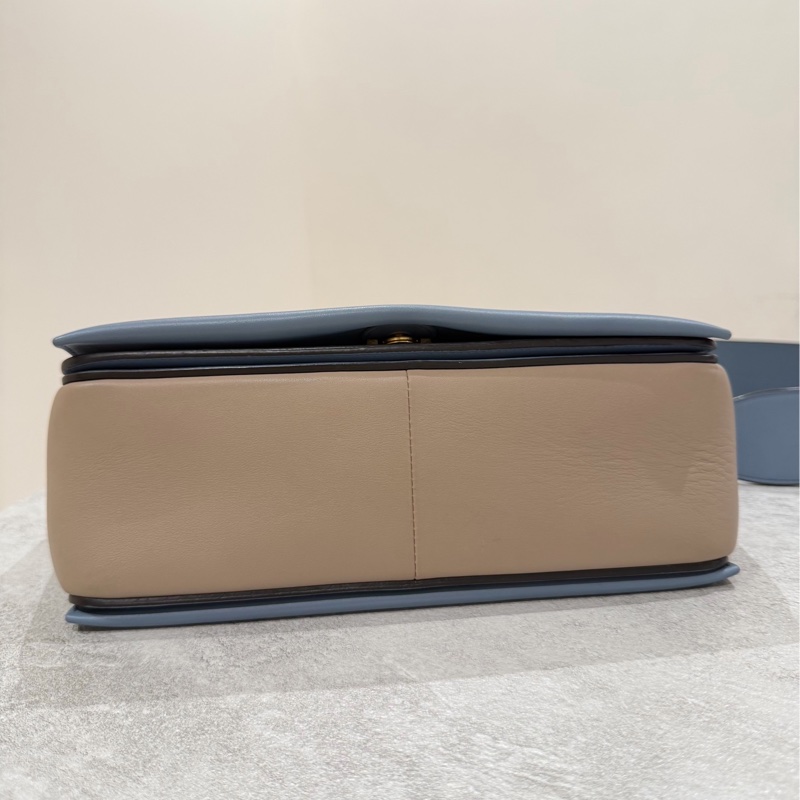 Celine frame 霧霾藍 拼灰色 豆腐包 肩背包 斜背包 側背包-29