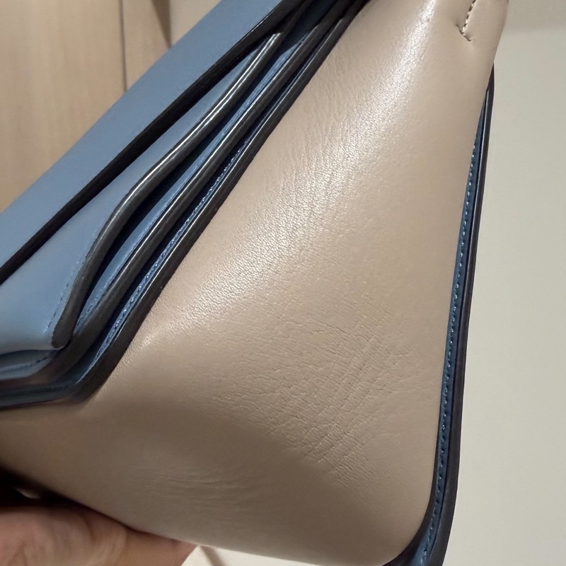 Celine frame 霧霾藍 拼灰色 豆腐包 肩背包 斜背包 側背包-37