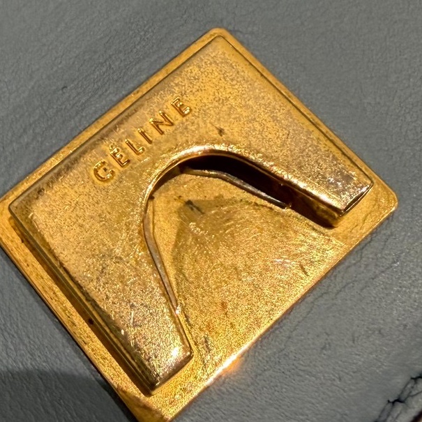 Celine frame 霧霾藍 拼灰色 豆腐包 肩背包 斜背包 側背包-39