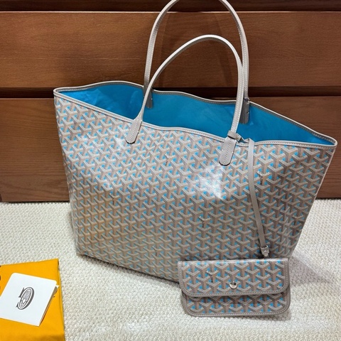 Goyard GM170週年限定灰藍色購物托特包 一包難求 附件:塵袋