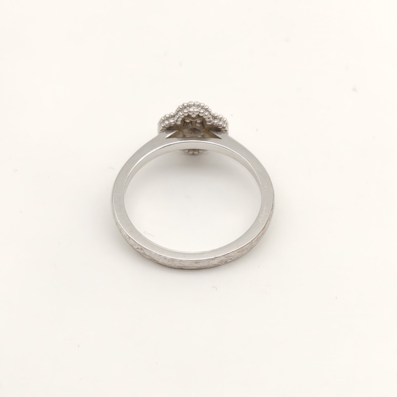 VAN CLEEF&ARPELS SweetAlhambra小號單花戒指滿鑽18K白金/鑽石55-3