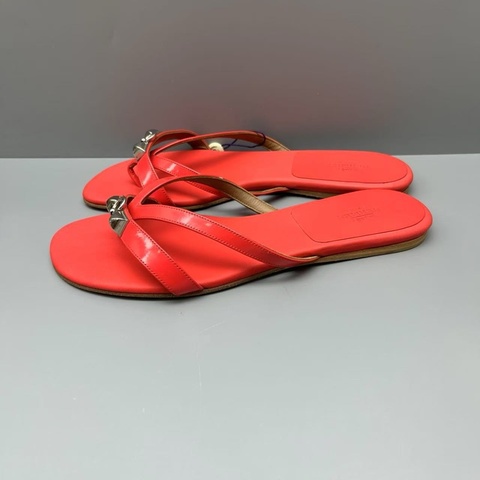 Hermes  紅色鎖頭涼拖 37碼 無附件