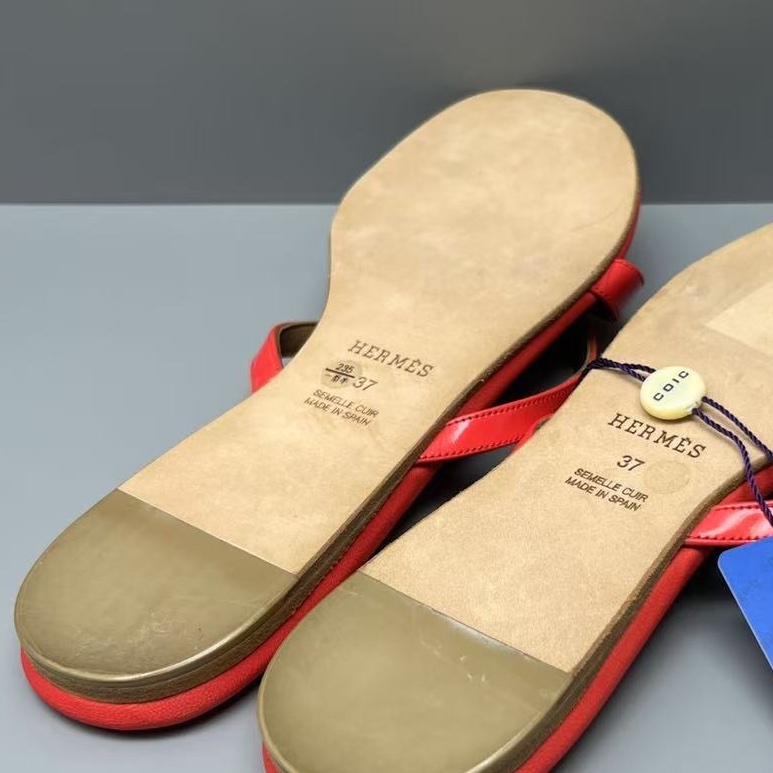 Hermes 紅色鎖頭涼拖 37碼 無附件-3