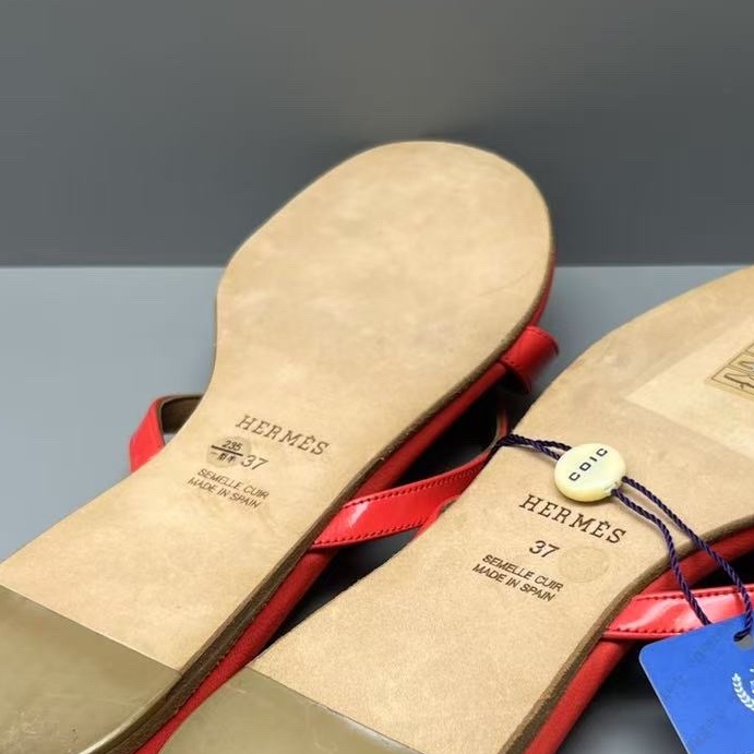 Hermes 紅色鎖頭涼拖 37碼 無附件-5