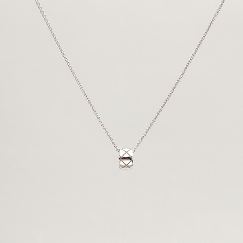 CHANEL COCOCRUSH18K金菱格紋項鏈18K白金