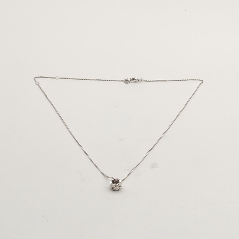 CHANEL COCOCRUSH18K金菱格紋項鏈18K白金-4