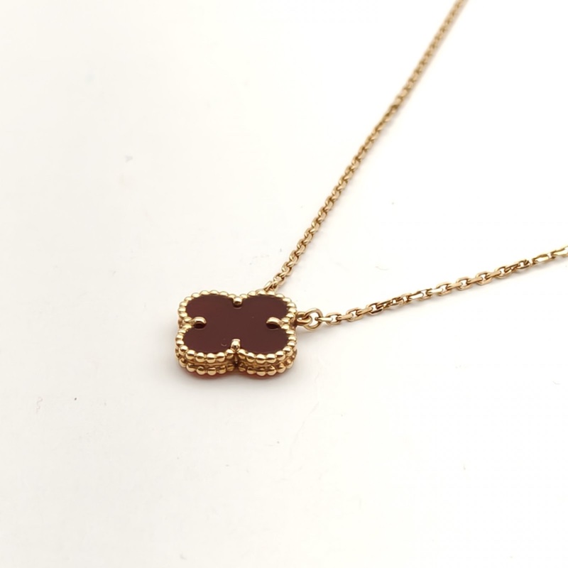 VAN CLEEF&ARPELS VintageAlhambra中號單花項鏈新扣18K黃金/紅玉髓-2