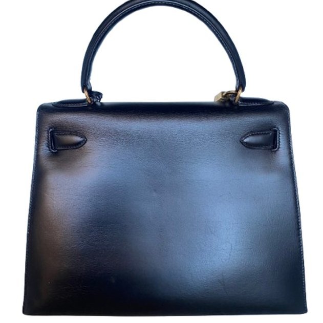 Hermes 愛馬仕 Kelly 28 外縫 黑色 盒子皮 金扣-2