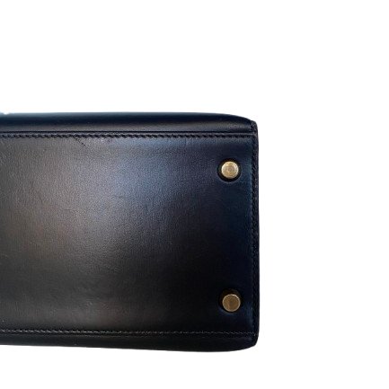 Hermes 愛馬仕 Kelly 28 外縫 黑色 盒子皮 金扣-4