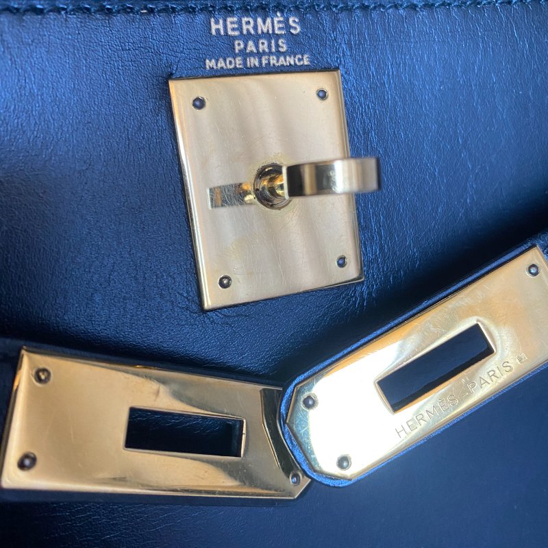 Hermes 愛馬仕 Kelly 28 外縫 黑色 盒子皮 金扣-5