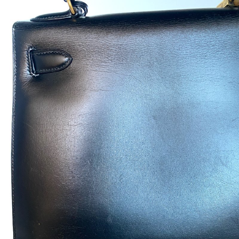 Hermes 愛馬仕 Kelly 28 外縫 黑色 盒子皮 金扣-10