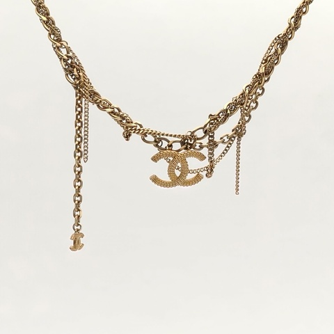 CHANEL 合金22A項鏈不規則金屬熔岩