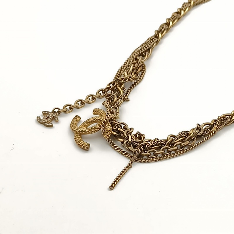 CHANEL 合金22A項鏈不規則金屬熔岩-1