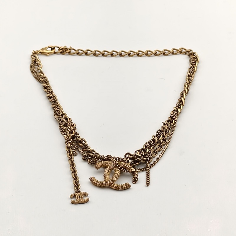 CHANEL 合金22A項鏈不規則金屬熔岩-4