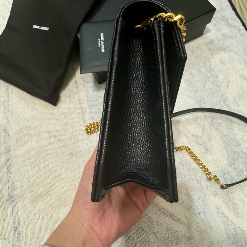 YSL 聖羅蘭 YAL小款19CM WOC 魚子醬皮革金色-4
