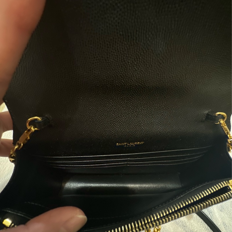 YSL 聖羅蘭 YAL小款19CM WOC 魚子醬皮革金色-5