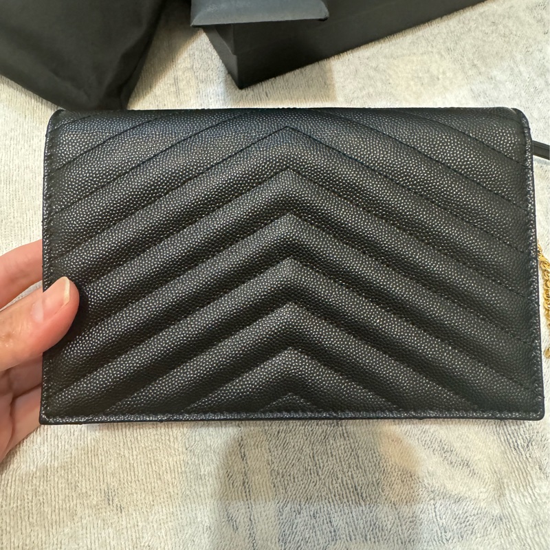 YSL 聖羅蘭 YAL小款19CM WOC 魚子醬皮革金色-7