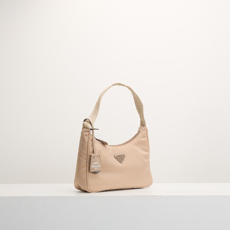 二手Prada Hobo 2000 腋下包/奶茶色-1