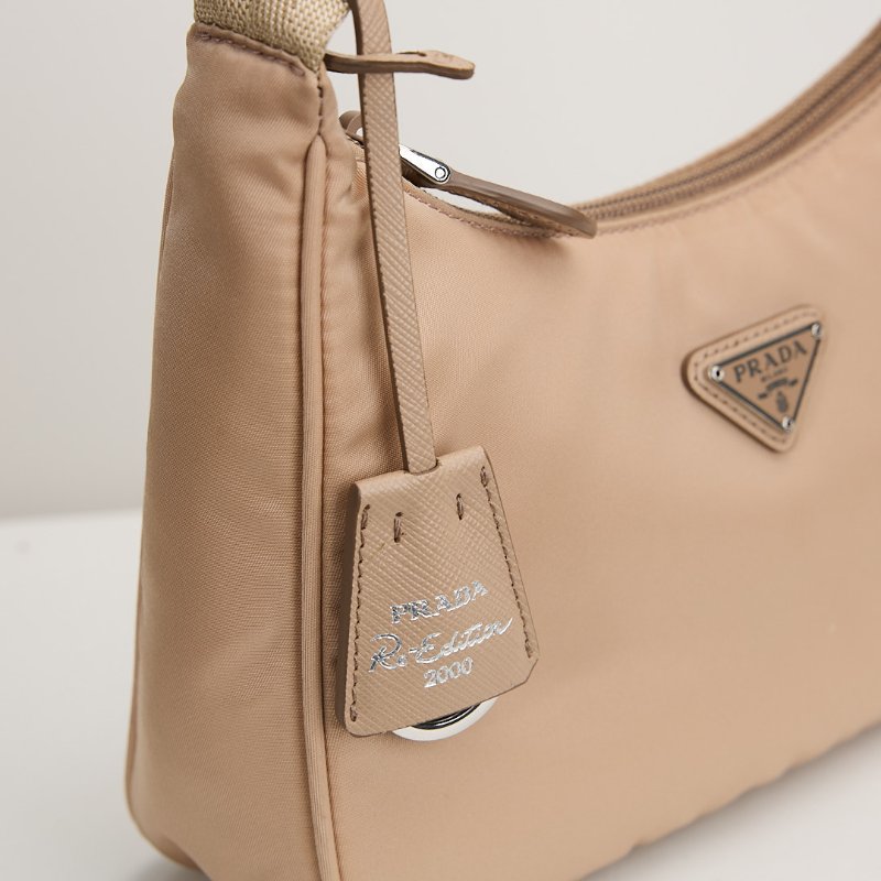 二手Prada Hobo 2000 腋下包/奶茶色-3