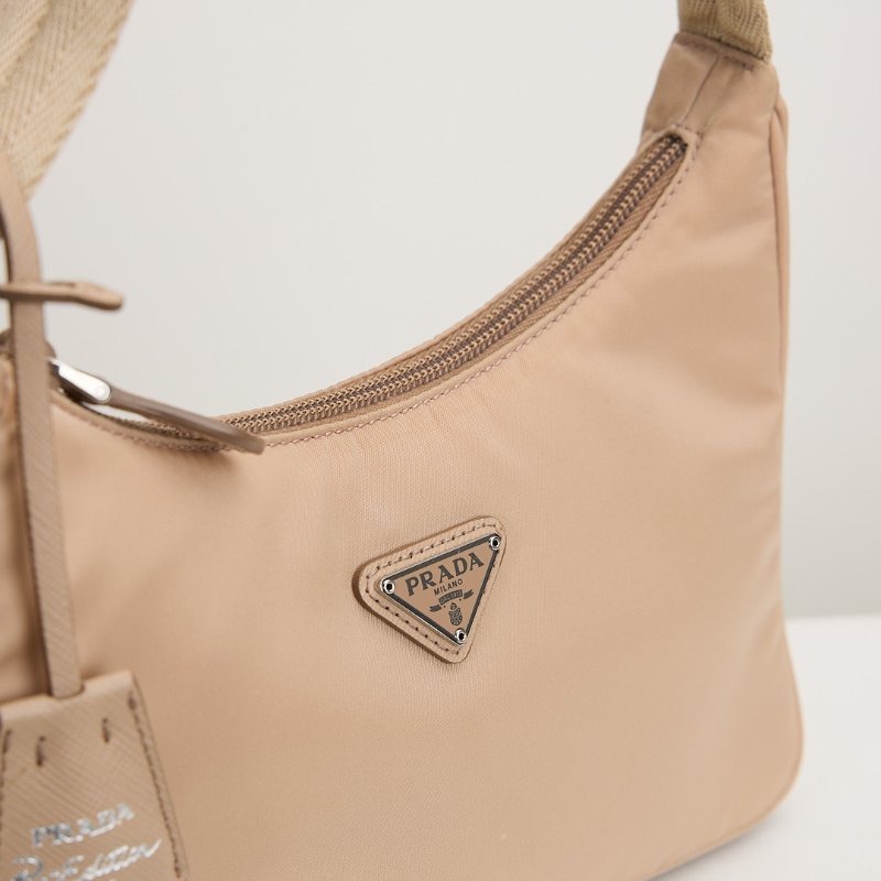 二手Prada Hobo 2000 腋下包/奶茶色-4