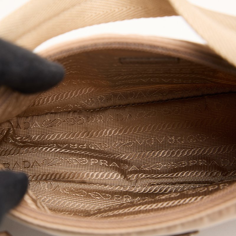 二手Prada Hobo 2000 腋下包/奶茶色-15