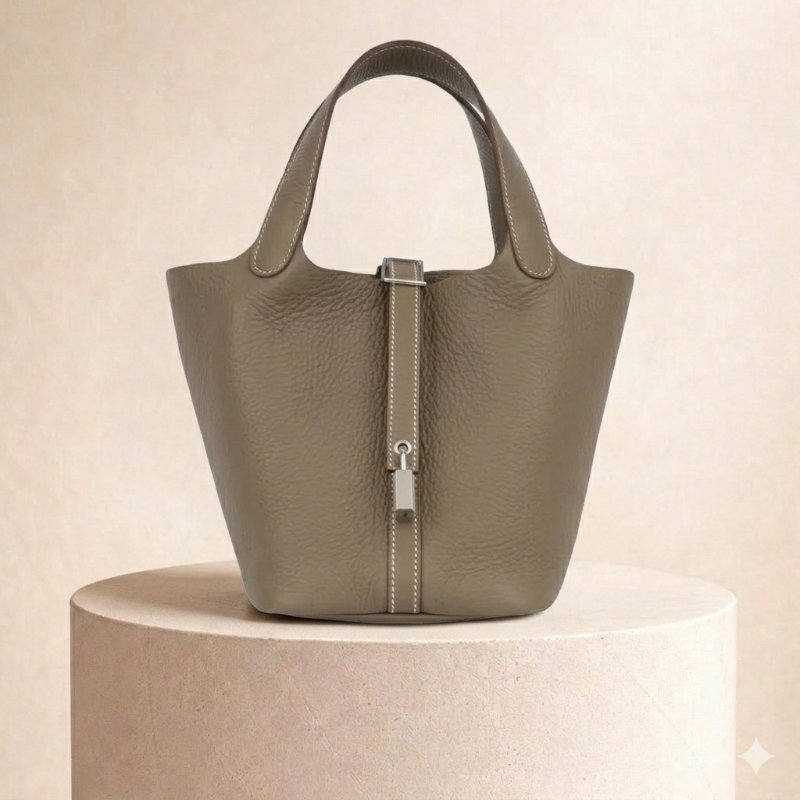 Hermes Picotin 18 PM 菜籃子 大象灰 Etoupe TC Clemence 銀扣 PHW U刻 手提包 愛馬仕-0