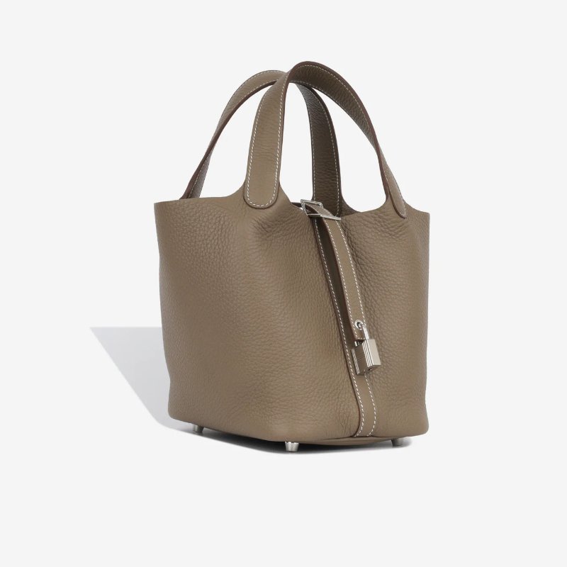 Hermes Picotin 18 PM 菜籃子 大象灰 Etoupe TC Clemence 銀扣 PHW U刻 手提包 愛馬仕-2