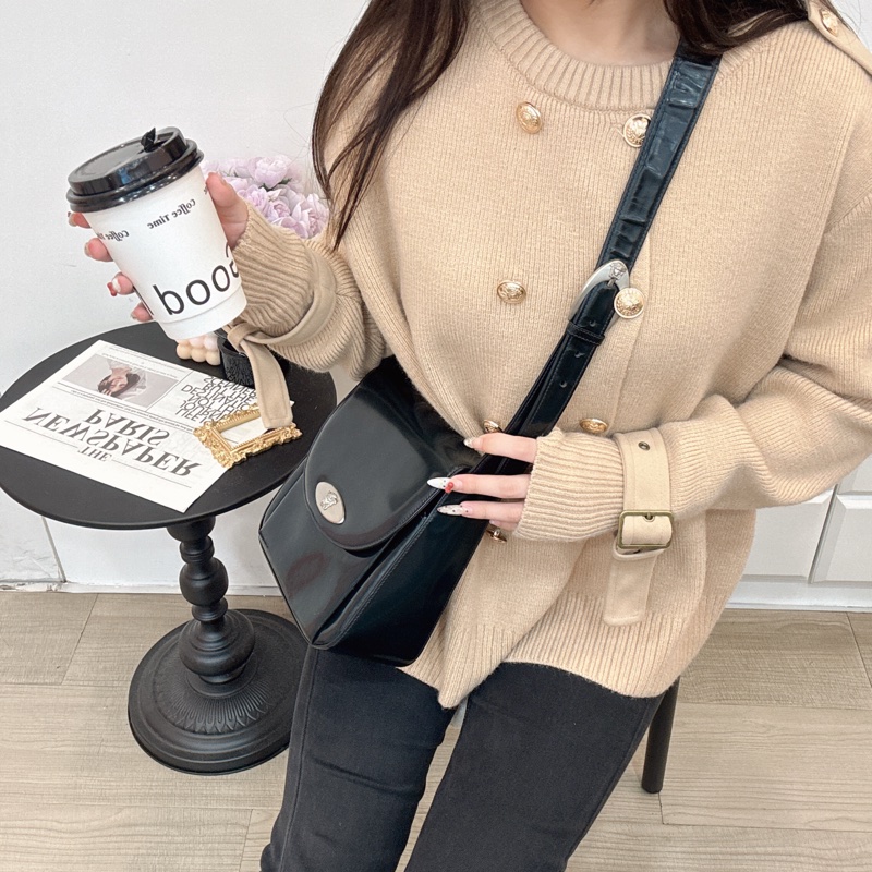 Versace經典黑色漆皮包🖤 Vintage 中古 二手 肩背包 斜背包-3