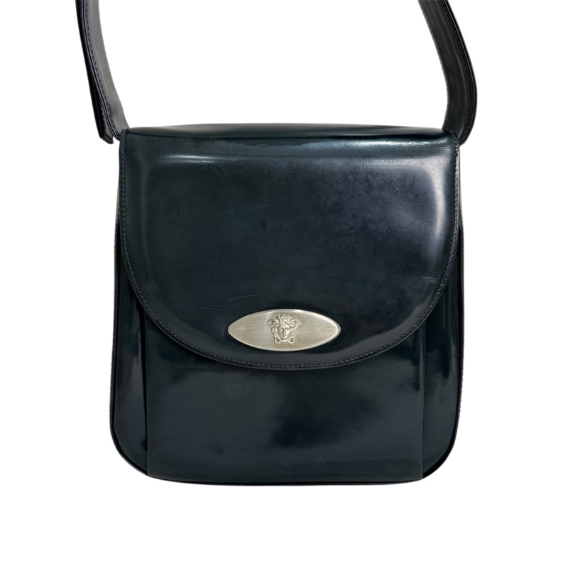 Versace經典黑色漆皮包🖤 Vintage 中古 二手 肩背包 斜背包-5