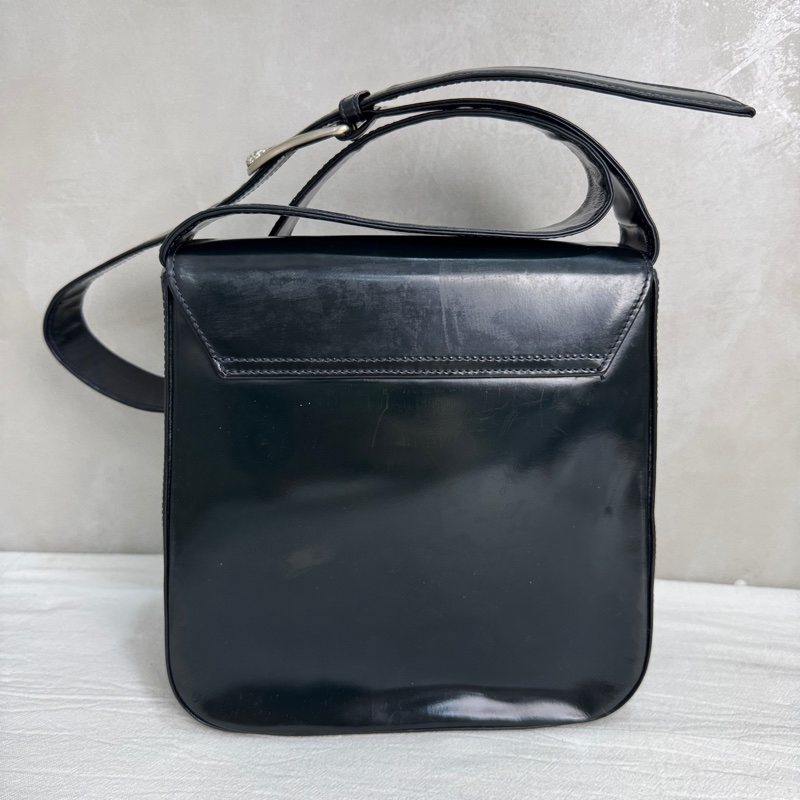 Versace經典黑色漆皮包🖤 Vintage 中古 二手 肩背包 斜背包-6