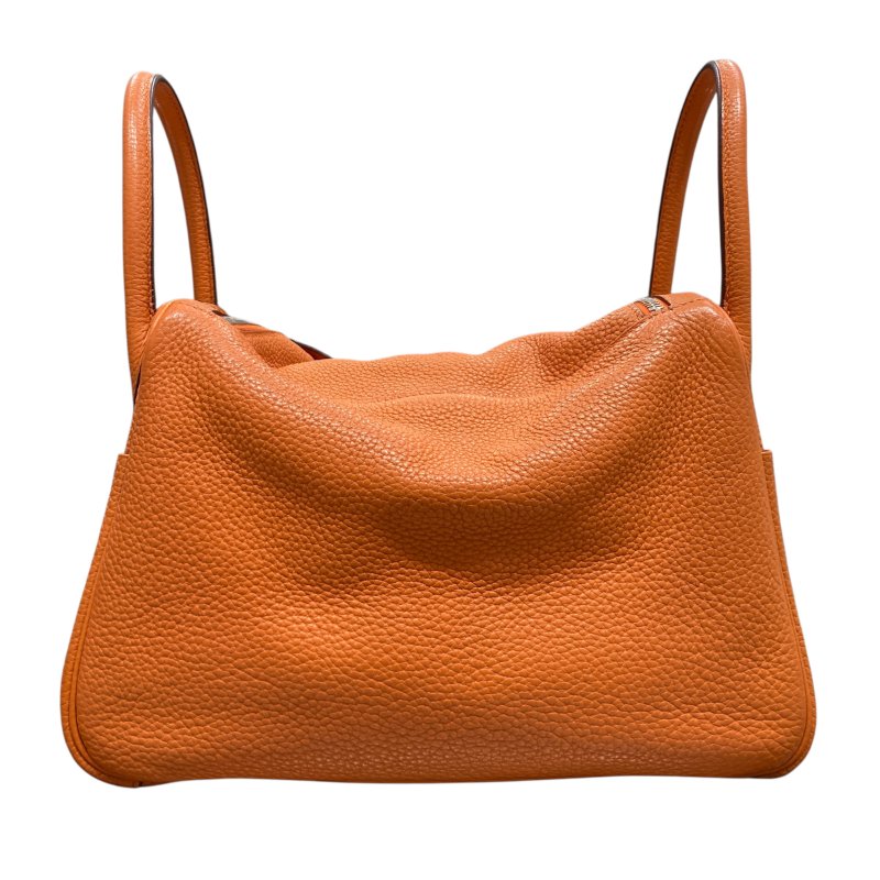 HERME 愛馬仕 LINDY 肩背包 TC皮革 橘色 銀扣-1