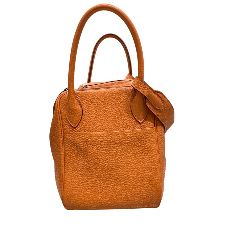 HERME 愛馬仕 LINDY 肩背包 TC皮革 橘色 銀扣-3