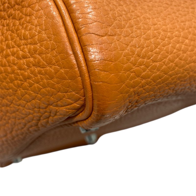 HERME 愛馬仕 LINDY 肩背包 TC皮革 橘色 銀扣-5