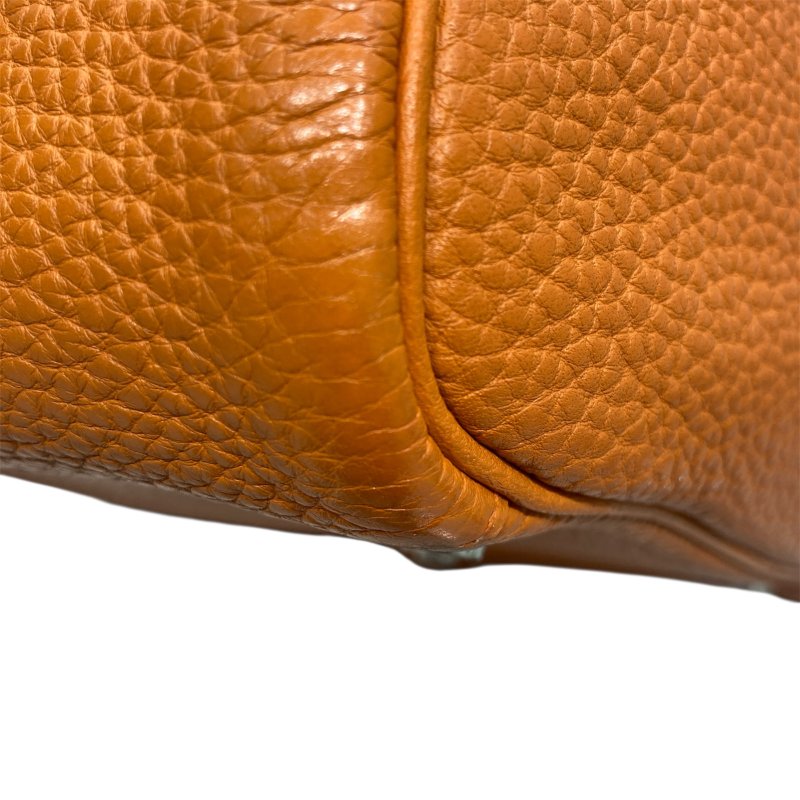 HERME 愛馬仕 LINDY 肩背包 TC皮革 橘色 銀扣-6