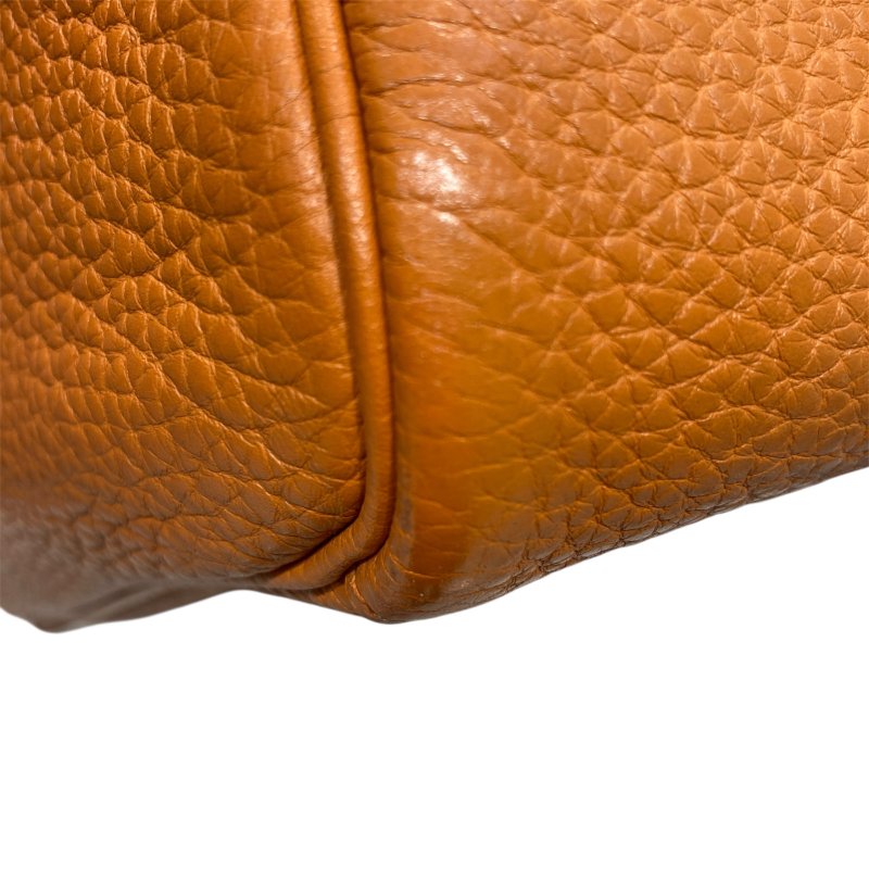 HERME 愛馬仕 LINDY 肩背包 TC皮革 橘色 銀扣-7