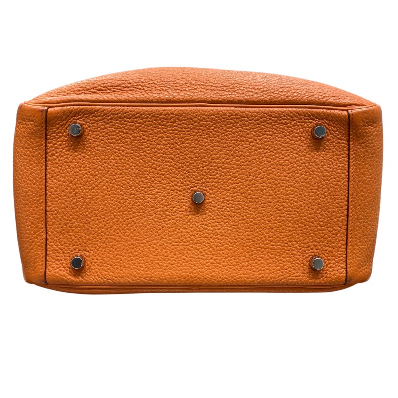 HERME 愛馬仕 LINDY 肩背包 TC皮革 橘色 銀扣-8