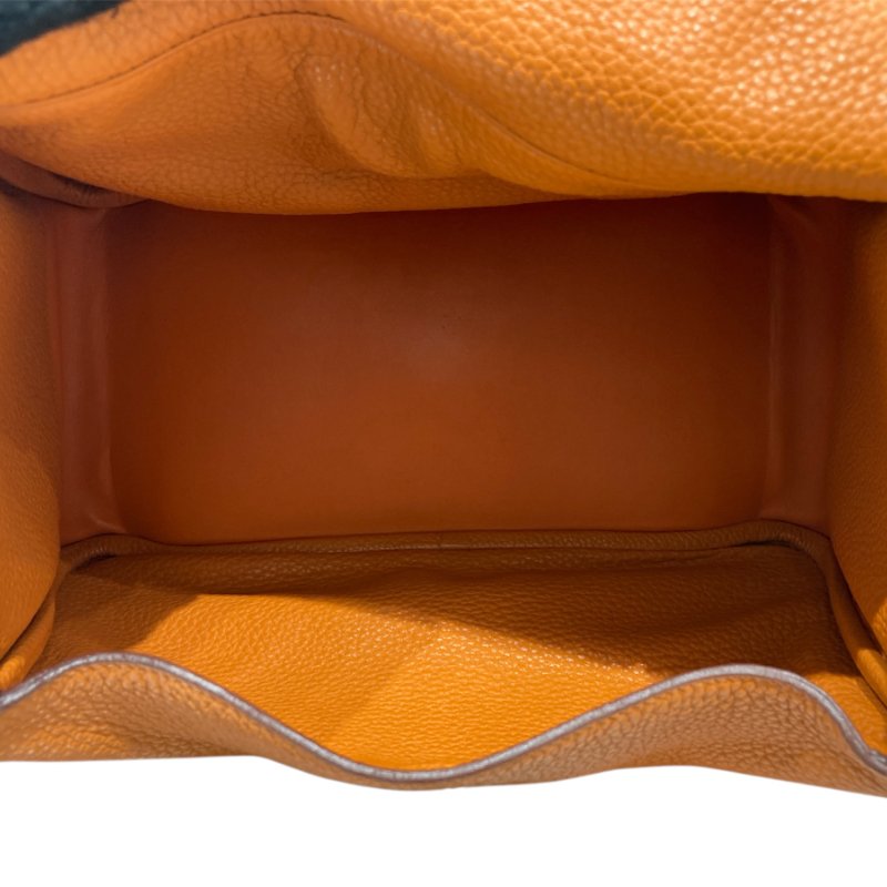 HERME 愛馬仕 LINDY 肩背包 TC皮革 橘色 銀扣-10
