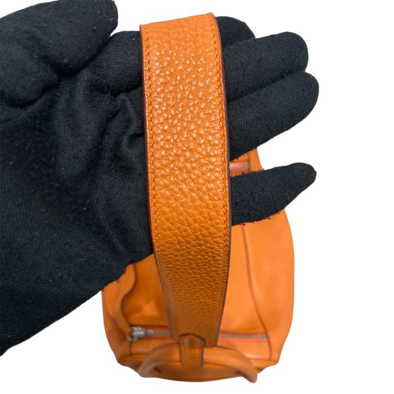 HERME 愛馬仕 LINDY 肩背包 TC皮革 橘色 銀扣-11