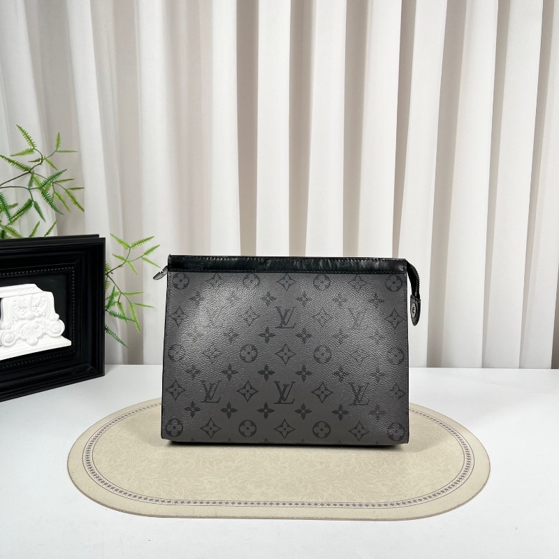 LV路易威登 灰色老花洗漱包 經典滿印設計 拉鍊開合 內裡乾淨整潔-2