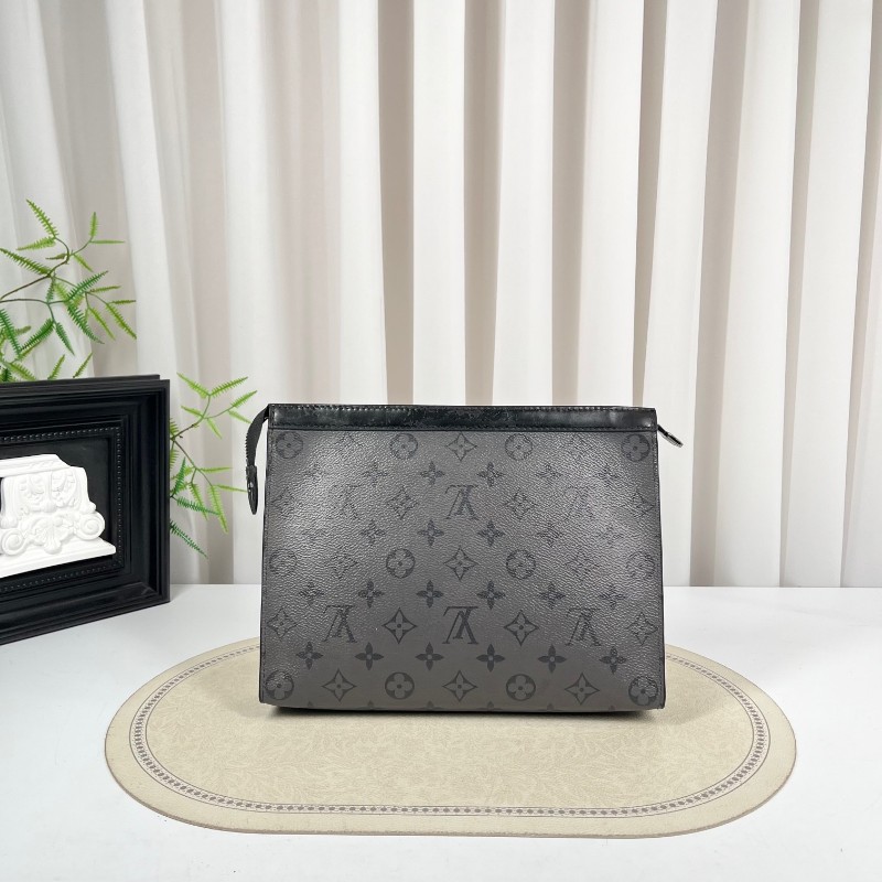 LV路易威登 灰色老花洗漱包 經典滿印設計 拉鍊開合 內裡乾淨整潔-5