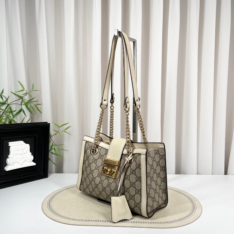 cq zyy GUCCI古馳 Padlock小號老花鏈條包 米白拼色 經典款 容量實用 手機錢包都能裝 日常出門很方便 百搭不挑衣服-3