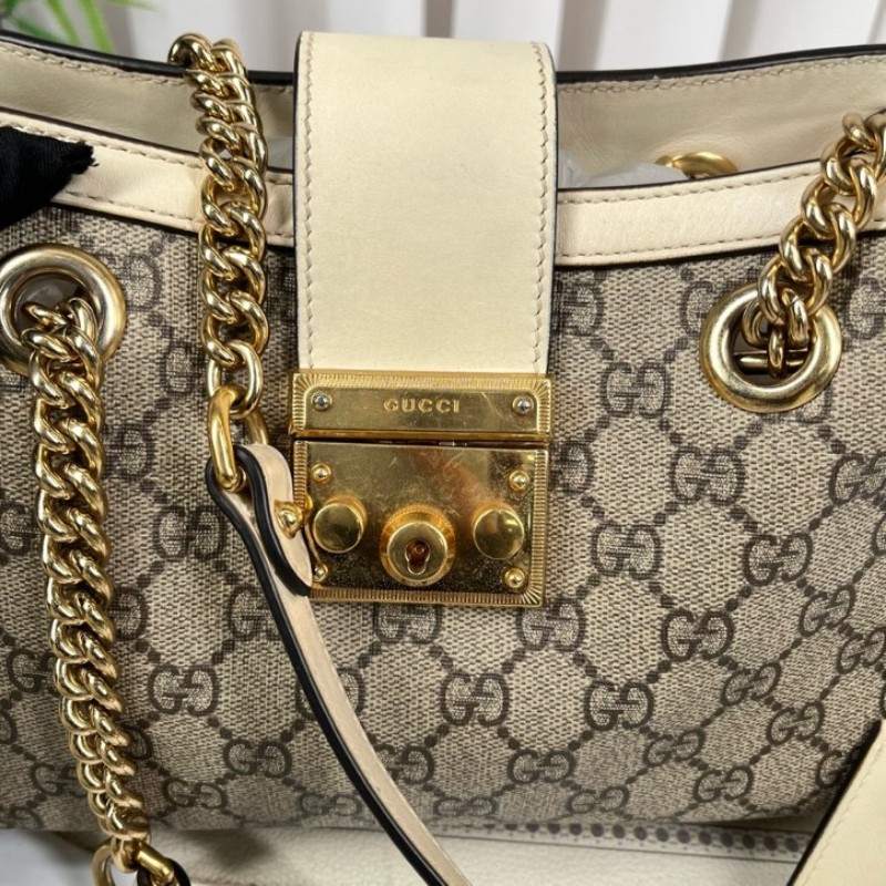 cq zyy GUCCI古馳 Padlock小號老花鏈條包 米白拼色 經典款 容量實用 手機錢包都能裝 日常出門很方便 百搭不挑衣服-18