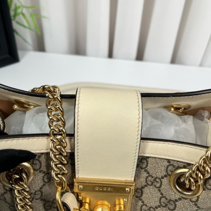 cq zyy GUCCI古馳 Padlock小號老花鏈條包 米白拼色 經典款 容量實用 手機錢包都能裝 日常出門很方便 百搭不挑衣服-19