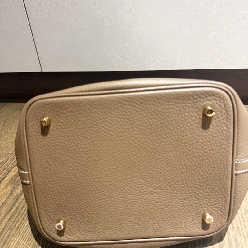 hermes愛瑪仕 經典Picotin Lock金釦手提水桶包(大象灰)-9