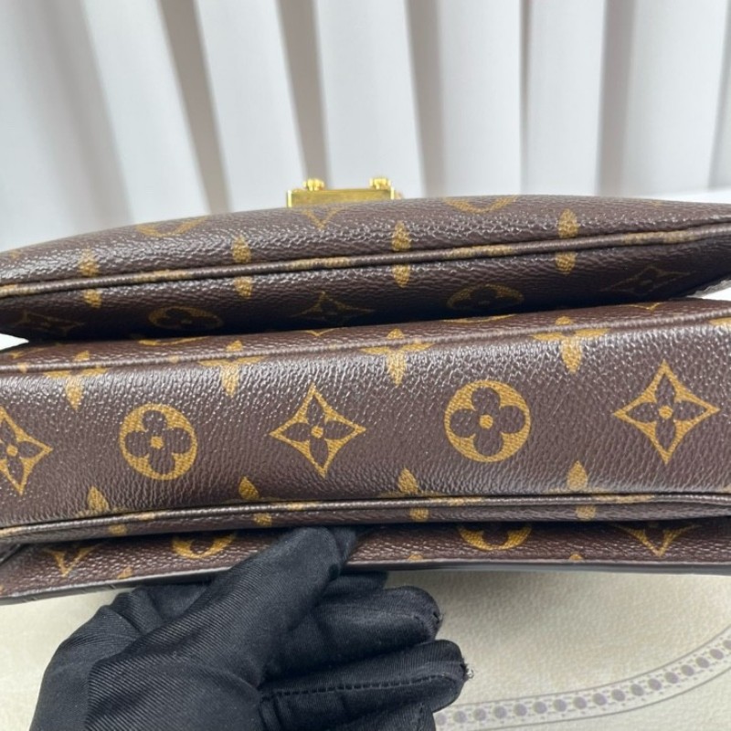 LV路易威登 Pochette Metis老花郵差包中號 經典老花配色 塗層帆布拼牛皮 肩帶可調節 手提單肩斜挎都可以-8