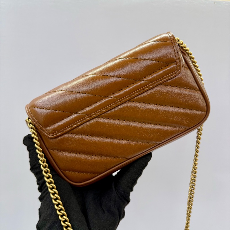 古馳 GUCCI 棕色 MARMONT 迷你皮革斜/肩背包 476433-1