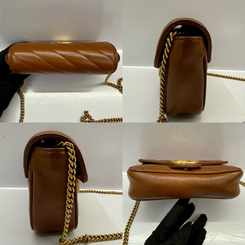 古馳 GUCCI 棕色 MARMONT 迷你皮革斜/肩背包 476433-3